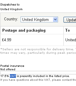 Some eBay Seller Still Charging 17.5% VAT