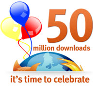 Mozilla Firefox celebrates 50 million downloads