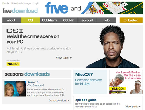Five Download VoD Launches With CSI