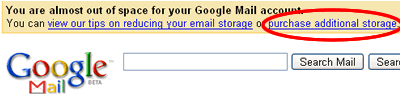 GMail: Pay For Increased Storage