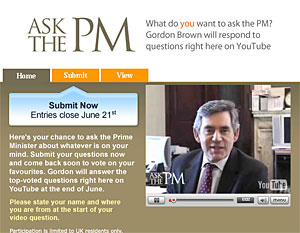 PM Gordon Brown Launches YouTube 'Ask The PM' sessions