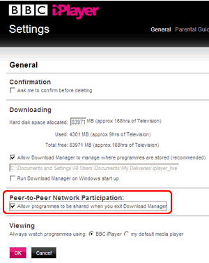iPlayer: HowTo Turn Off Sharing