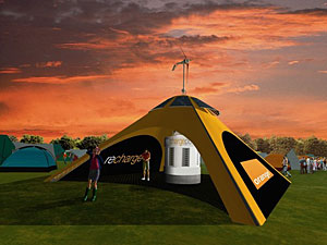 Orange Mobile Recharging Tent For Glastonbury