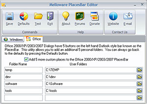 PlacesBar Editor: Windows XP Utility