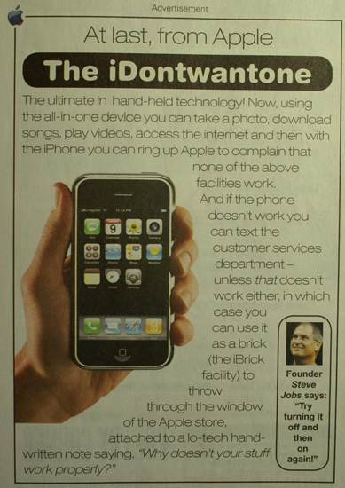 The iDontWantOne: Private Eye Mocks The iPhone