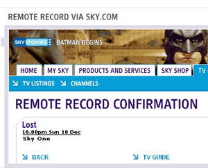 Sky Remote Record Via The Internal